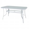 Rio Τραπέζι 140X80Cm Μεταλλικό Άσπρο/γυαλί Pear Clear