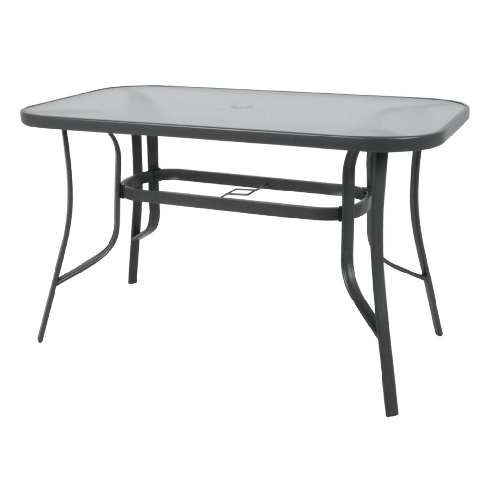 Rio Τραπέζι 120X70Cm Μεταλλικό Ανθρακί/γυαλί Pear Clear