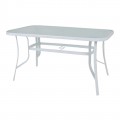 Rio Τραπέζι 120X70Cm Μεταλλικό Άσπρο/γυαλί Pear Clear