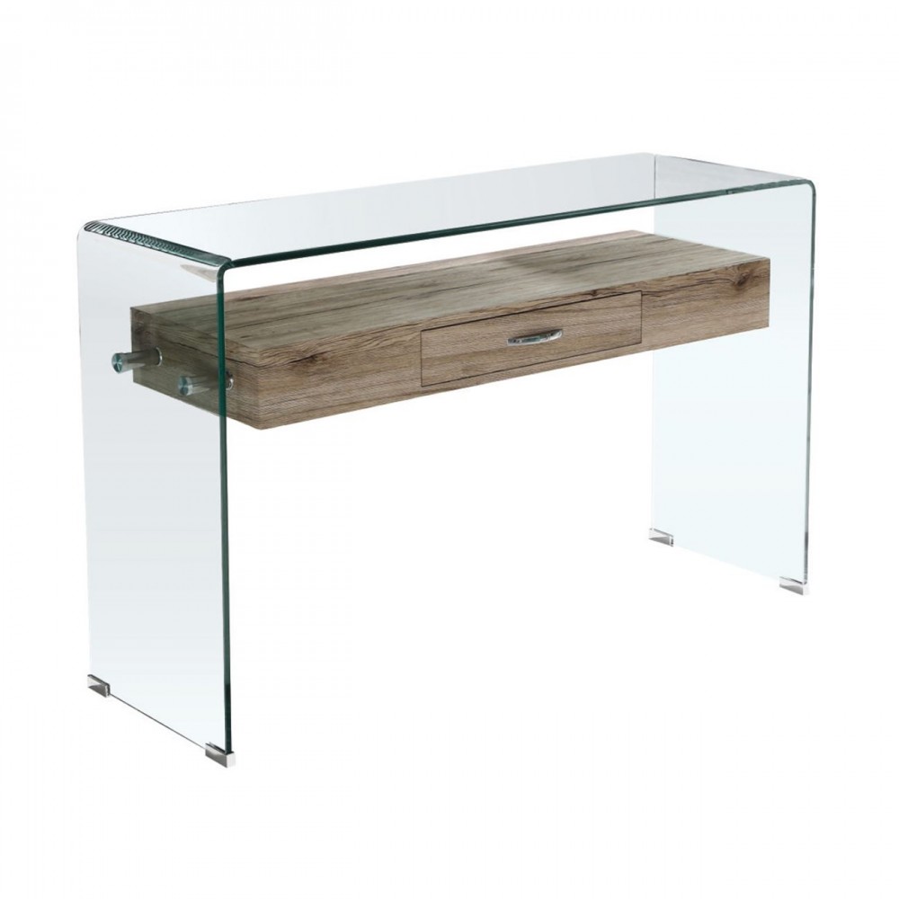 GLASSER Wood Κονσόλα με ράφι Clear γυαλί 12mm 120x40x75cm ΕΜ737