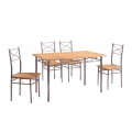 Loreto Set (Τραπ.120X70Cm+4 Καρέκ) Μεταλ.silver/φυσικό