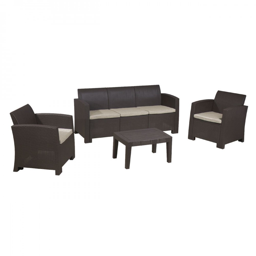 Savanna Set K/d (Τραπ+3-Θέσ+2Πολ) Pp-Uv Καφέ/μαξιλ.grey-White