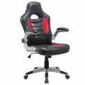 Πολυθρόνα διευθυντή bucket με επένδυση από τεχνόδερμα PU σε χρώμα μαύρο / κόκκινο 64x68x108/118εκ BF7950-A