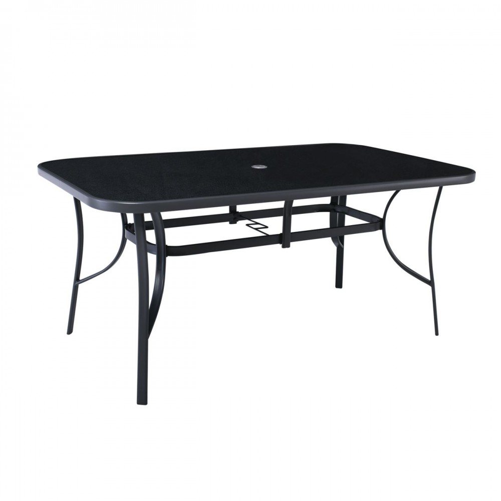Verona Τραπέζι Μεταλλικό Ανθρακί / Γυαλί Silk Screen