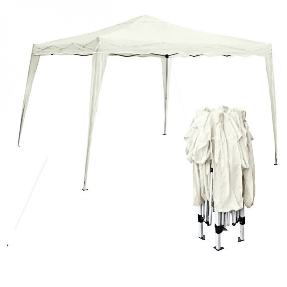 Gazebo Πτυσ/νο 3X3M Μεταλλικό Άσπρο/ύφασμα Άσπρο
