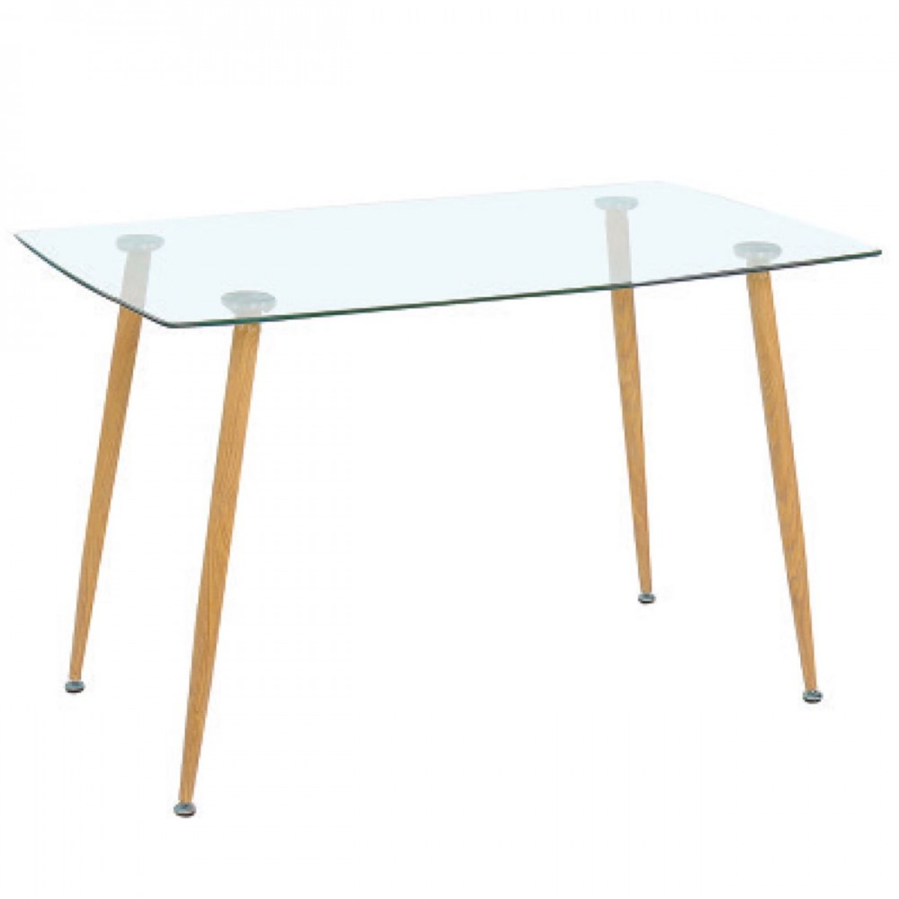 Roby Τραπέζι 120X70Cm Μεταλ.βαφή Φυσικό/γυαλί