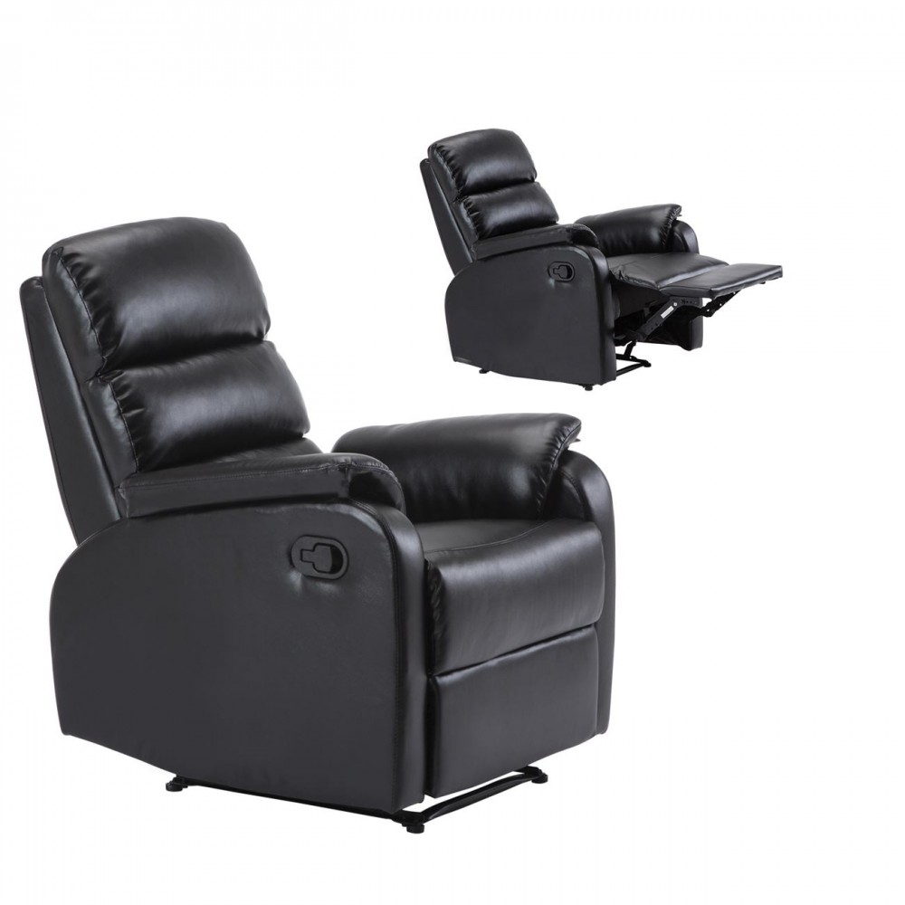 Πολυθρόνα relax COMFORT με επένδυση από μαύρο PU Ε9732,2
