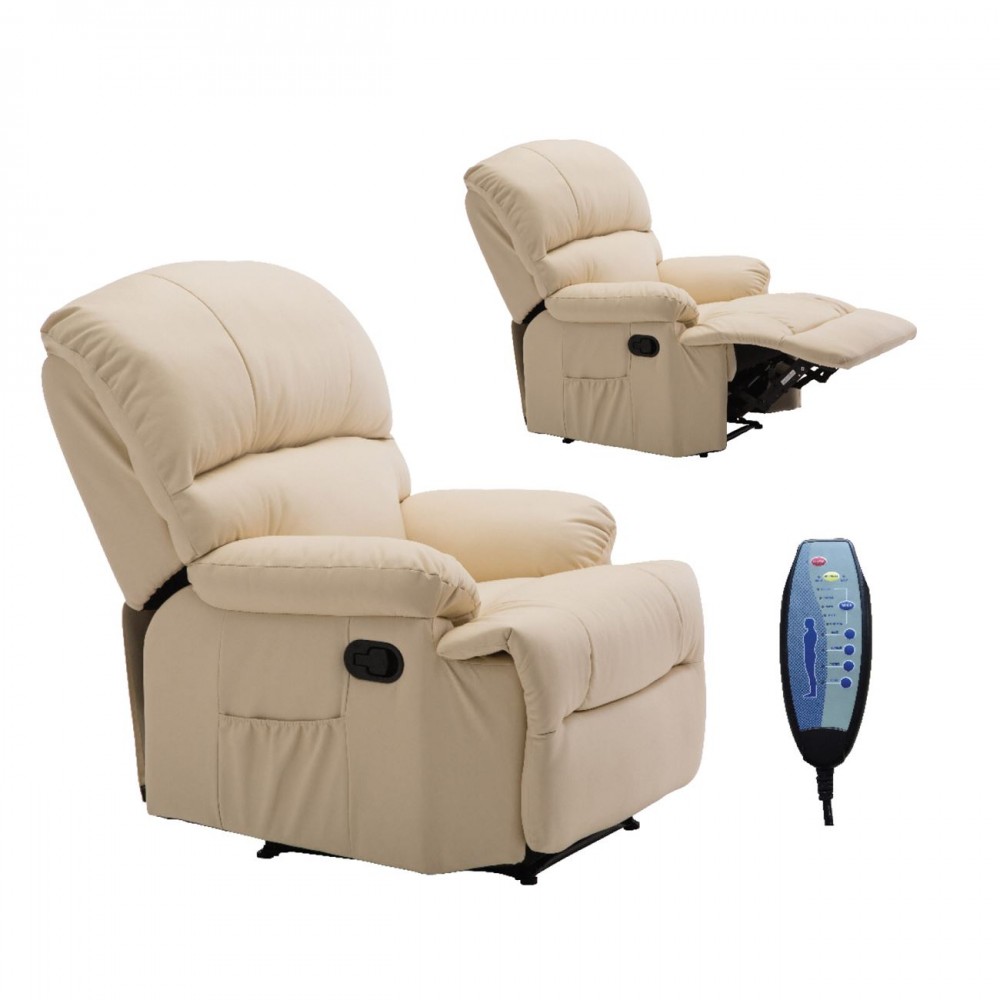 Πολυθρόνα massage SPACE από PU σε χρώμα μπεζ Ε9731,1