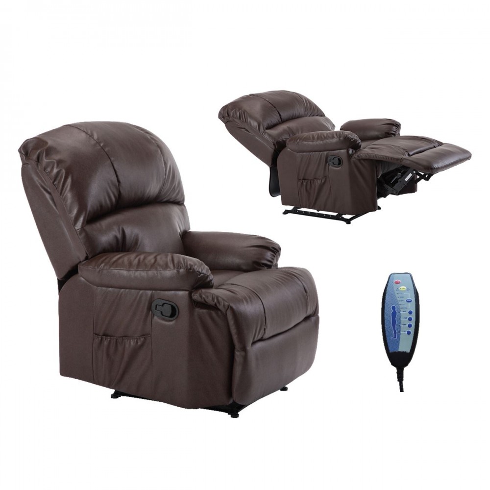 Πολυθρόνα massage SPACE από PU σε χρώμα καφέ Ε9731,3