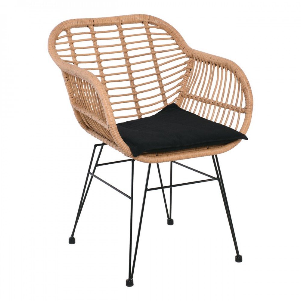 Salsa Πολυθρ.μεταλ.μαύρη/wicker Φυσικό, Μαξ.μαύρο 
