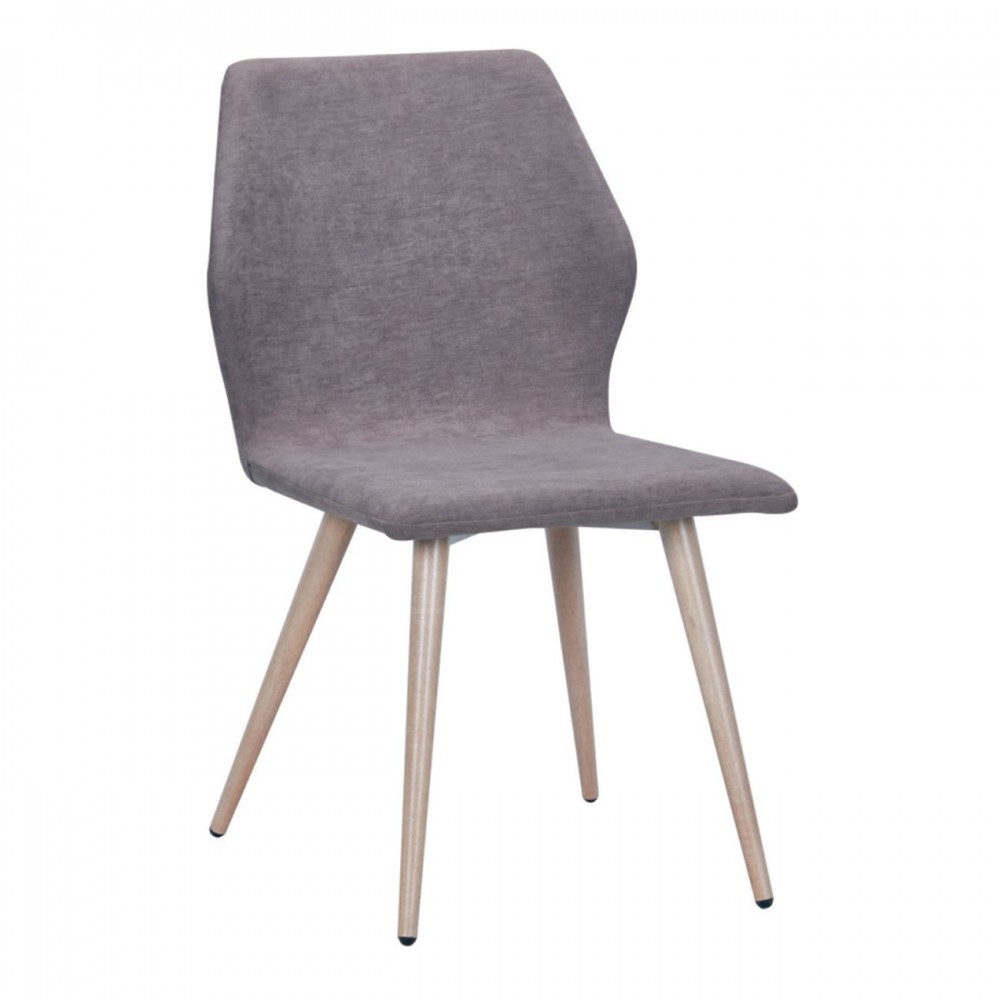Leto Καρέκλα Μεταλλική Βαφή Φυσικό/ύφασμα Grey Brown (Σετ 4τμχ)