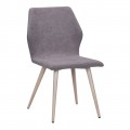 Leto Καρέκλα Μεταλλική Βαφή Φυσικό/ύφασμα Grey Brown (Σετ 4τμχ)
