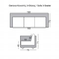 Καναπές τριθέσιος GENOVA από PU σε χρώμα λευκό 188x73x71εκ.