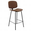 Barley Σκαμπώ Bar Μεταλ.μαύρο/pu Vintage Brown (Σετ 2τμχ)