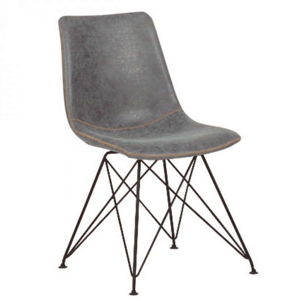 Panton Καρέκλα Μεταλ.μαύρη/pu Vintage Grey (Σετ 4τμχ)