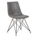 Panton Καρέκλα Μεταλ.μαύρη/pu Vintage Grey (Σετ 4τμχ)