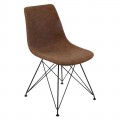Panton Καρέκλα Μεταλ.μαύρη/pu Vintage Brown (Σετ 4τμχ)