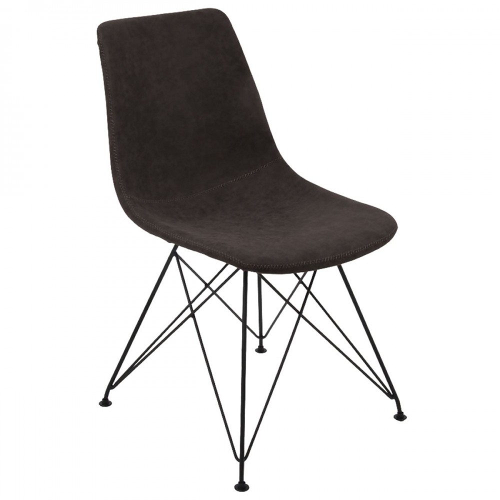 Panton Καρέκλα Μεταλ.μαύρη/pu Vintage Black (Σετ 4τμχ)