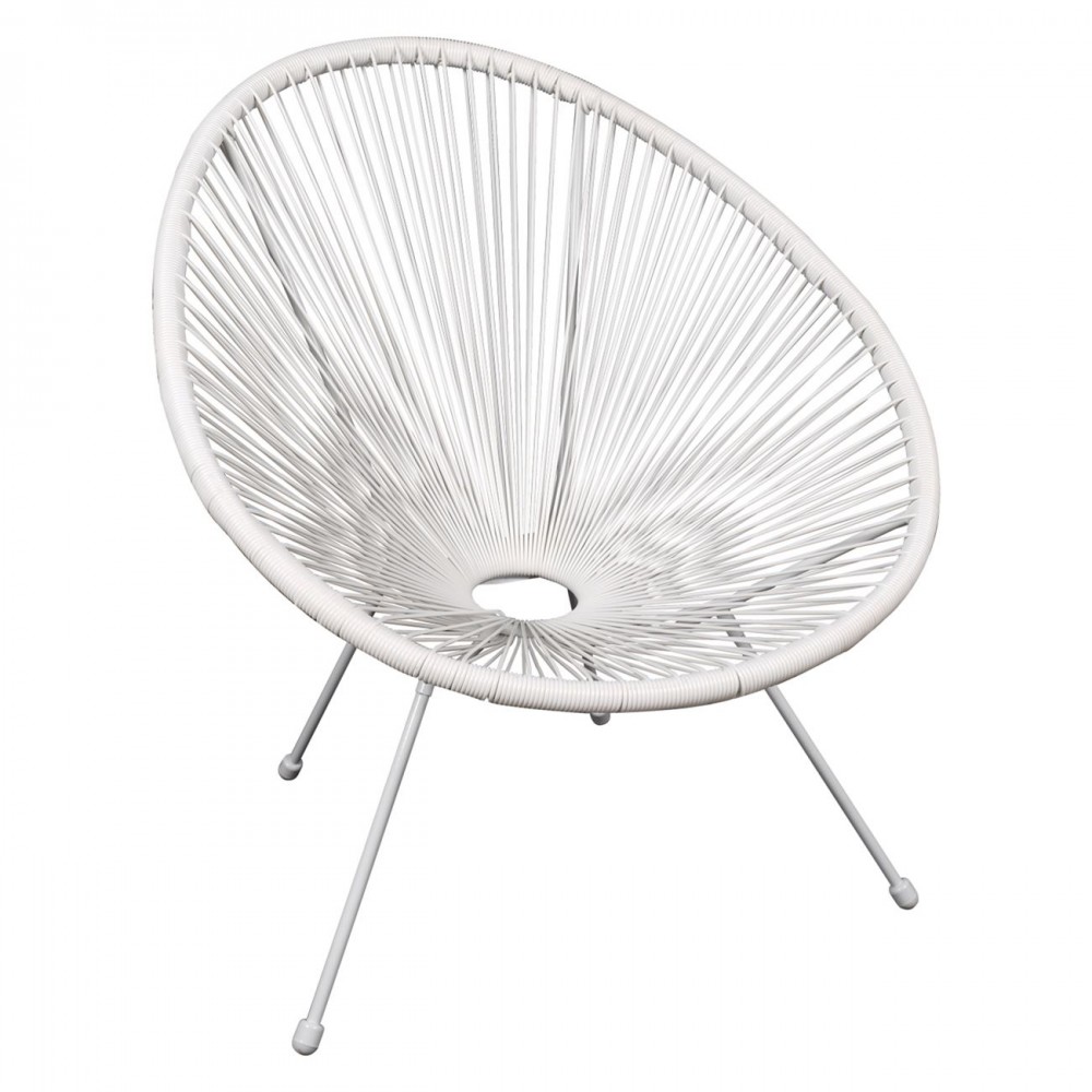Acapulco Πολ.μεταλ.άσπρη, Plastic Rattan Άσπρο