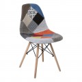 Καρέκλα Art Wood με ύφασμα patchwork EM123.8 (Σετ 4τμχ)