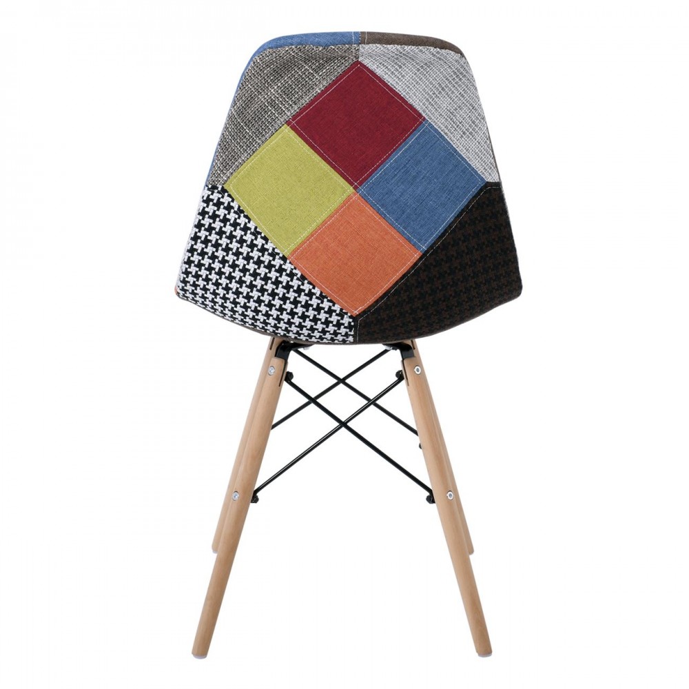 Καρέκλα Art Wood με ύφασμα patchwork EM123.8 (Σετ 4τμχ)