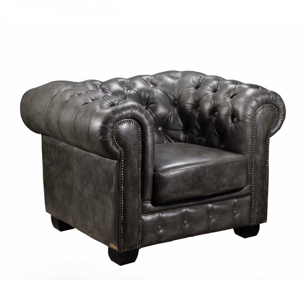 Chesterfield 689 Πολυθρόνα Δέρμα Antique Grey 103X92X72Cm