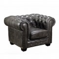 Chesterfield 689 Πολυθρόνα Δέρμα Antique Grey 103X92X72Cm