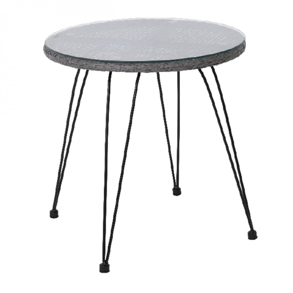 Salsa Τραπέζι Φ52Cm Μεταλ.μαύρο/wicker Γκρι