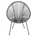 Acapulco Πολ.μεταλ.μαύρη, Plastic Rattan Γκρι