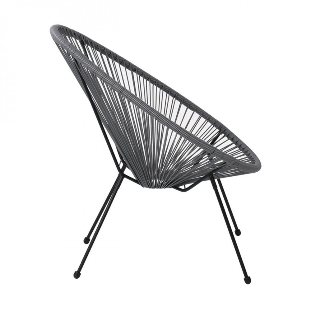 Acapulco Πολ.μεταλ.μαύρη, Plastic Rattan Γκρι