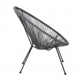 Acapulco Πολ.μεταλ.μαύρη, Plastic Rattan Γκρι