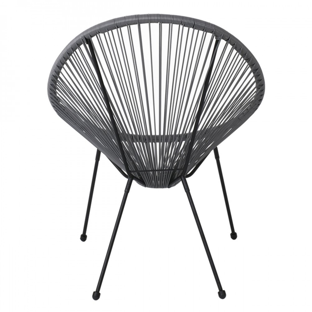 Acapulco Πολ.μεταλ.μαύρη, Plastic Rattan Γκρι
