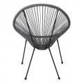 Acapulco Πολ.μεταλ.μαύρη, Plastic Rattan Γκρι