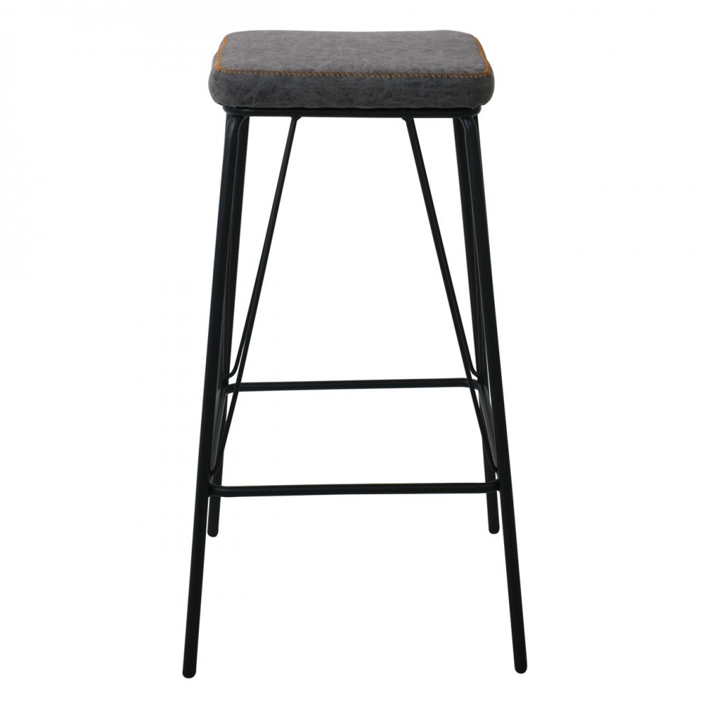 Panton Σκαμπώ Bar Μεταλ.μαύρο/pu Vintage Grey (Σετ 2τμχ)