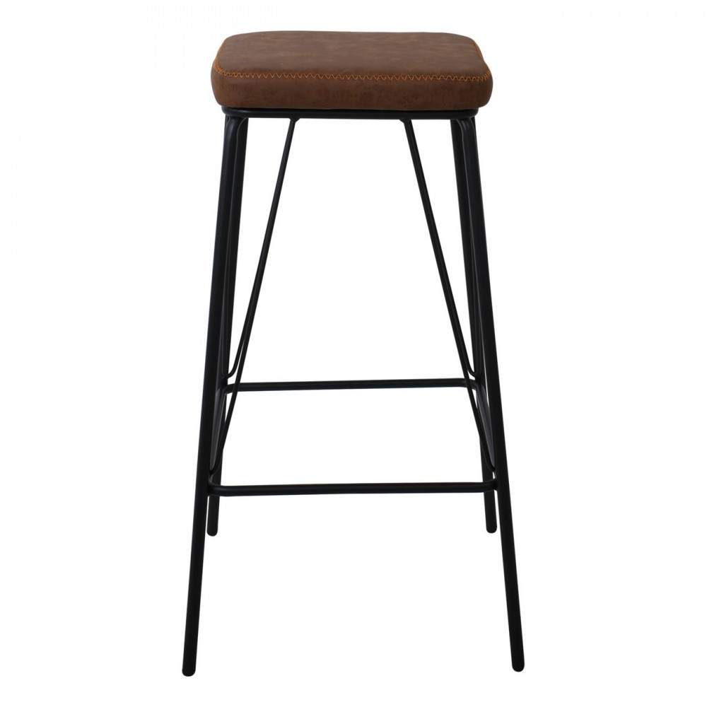 Panton Σκαμπώ Bar Μεταλ.μαύρο/pu Vintage Brown (Σετ 2τμχ)
