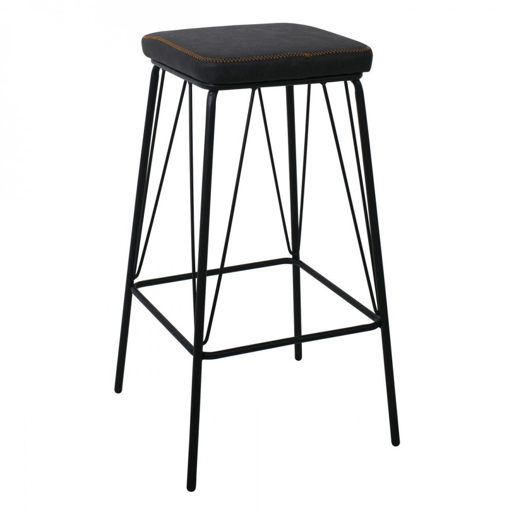Panton Σκαμπώ Bar Μεταλ.μαύρο/pu Vintage Black (Σετ 2τμχ)