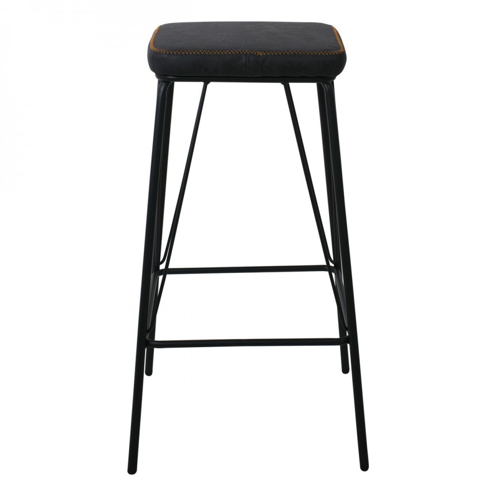 Panton Σκαμπώ Bar Μεταλ.μαύρο/pu Vintage Black (Σετ 2τμχ)