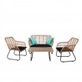 Salsa Set (Τρ+2Θέσ+2Πολ) Μετ.μαύρο/wicker Φυσικό, Μαξ.μαύρο