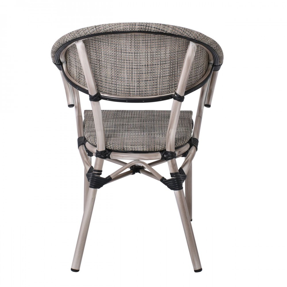 Πολυθρόνα αλουμινίου Costa σε antique grey χρώμα και ύφασμα μπέζ Ε286,1