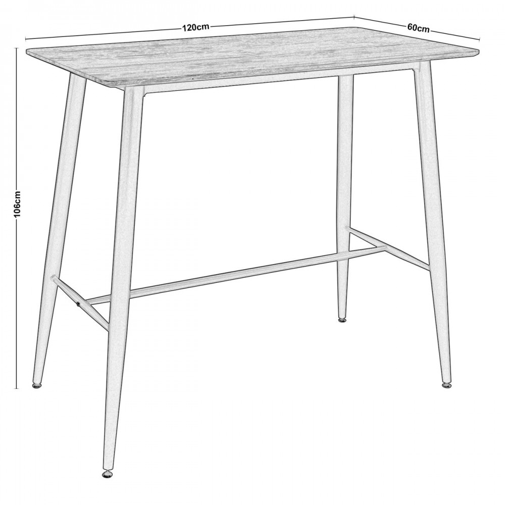 Lavida Τραπέζι Bar 120X60 Antique Oak, Μεταλ.μαύρο