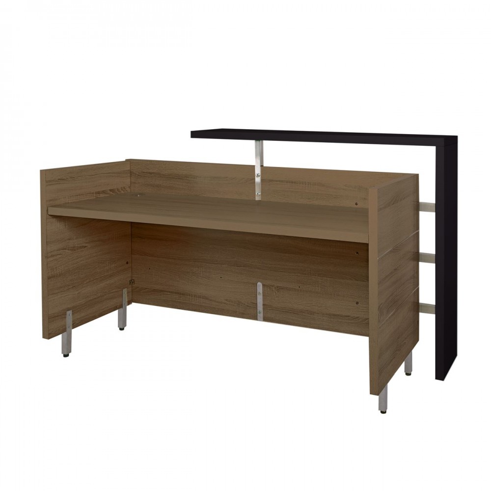 Reception Proline 180X75X110Cm Σκ.καρυδί/μαύρο