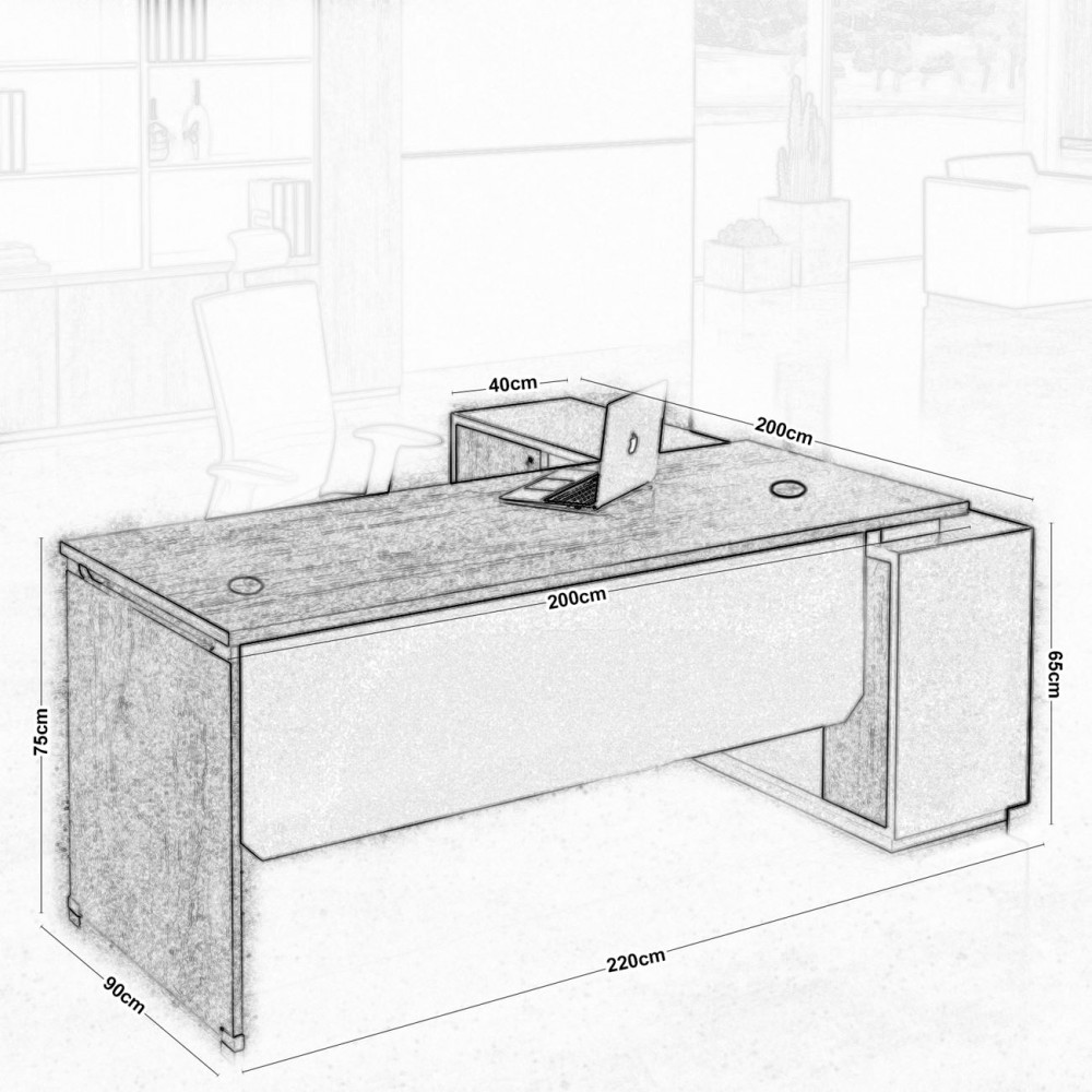 Project Γραφείο -Αρ-220X200X75Cm Γωνία Sonoma/γκρι