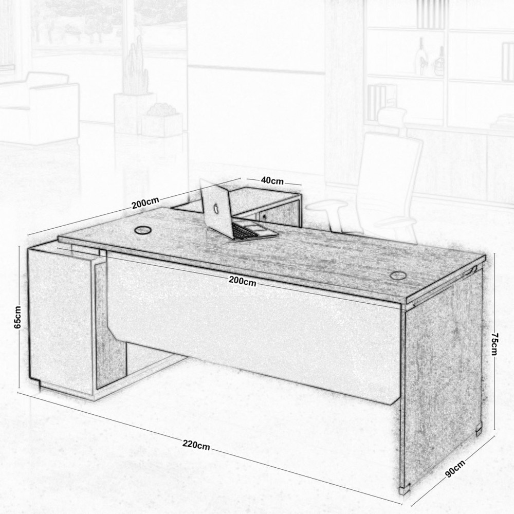 Project Γραφείο -Δεξ-220X200X75Cm Γωνία Sonoma/γκρι