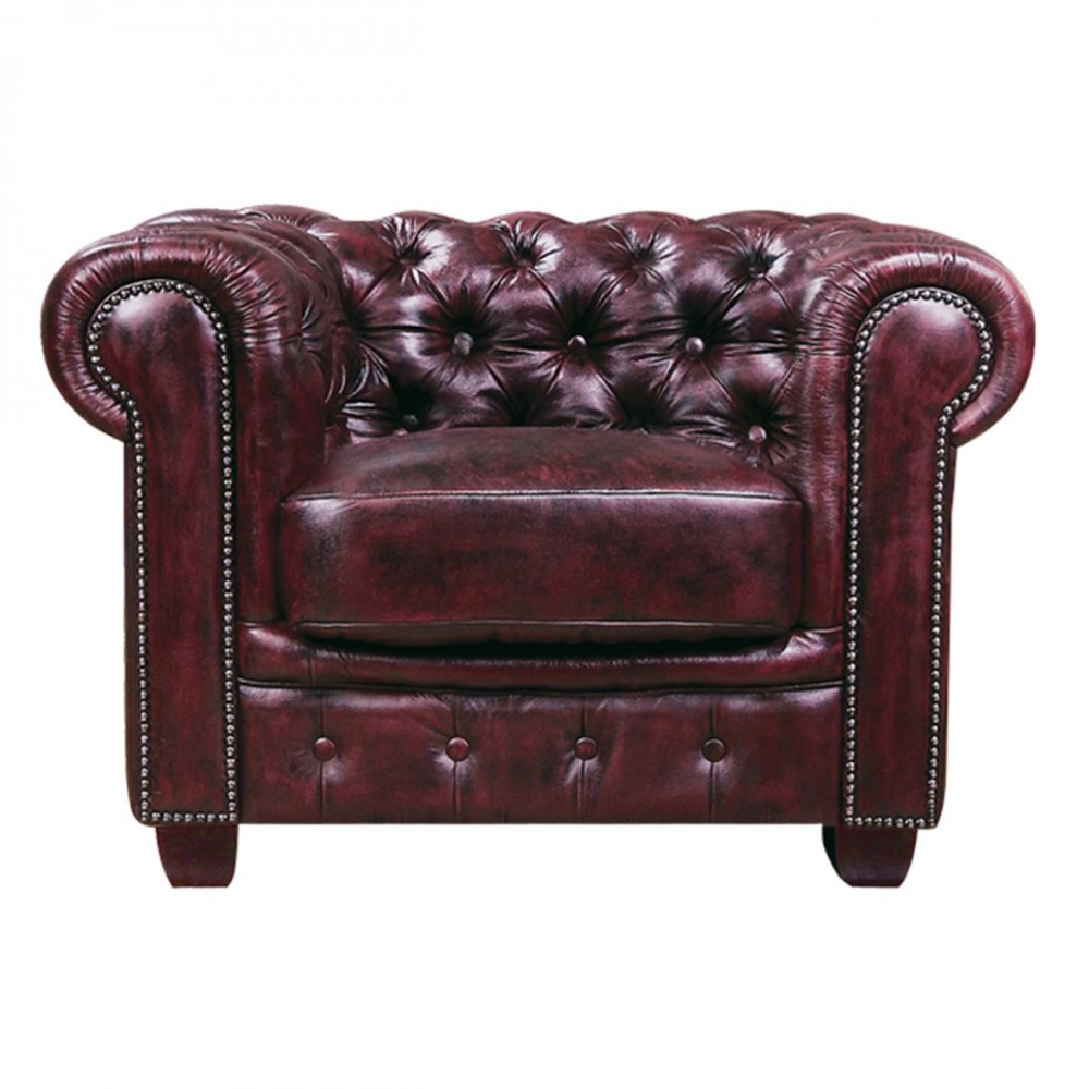 Chesterfield 689 Πολυθρόνα Δέρμα Antique Red 103X92X72Cm