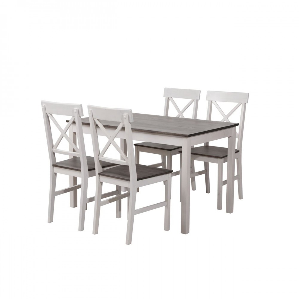 Daily Set K/d (Τρ.118X74Cm+4 Καρ) Άσπρο/dark Oak