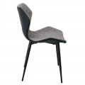 Καρέκλα David από μαύρο μεταλλικό σκελετό με επένδυση από μαύρο τεχνόδερμα Pu και ύφασμα σε χρώμα cappuccino 48x51x85εκ (Σετ 2τμχ)