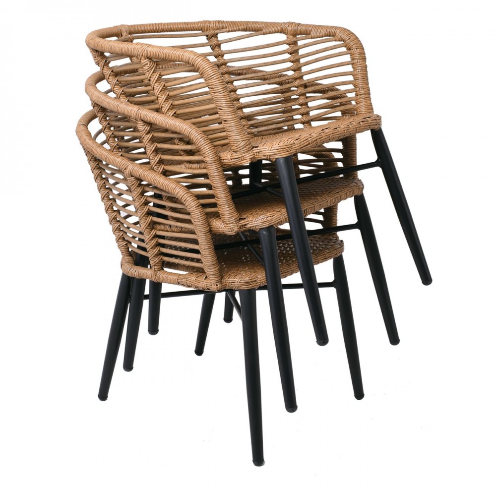 ΠΟΛΥΘΡΟΝΑ ΣΤΟΙΒΑΖΟΜΕΝΗ SALSA STACK (58X61X74) ALU ΜΑΥΡΗ/WICKER ΦΥΣΙΚΟ, ΜΑΞ.ΓΚΡΙ