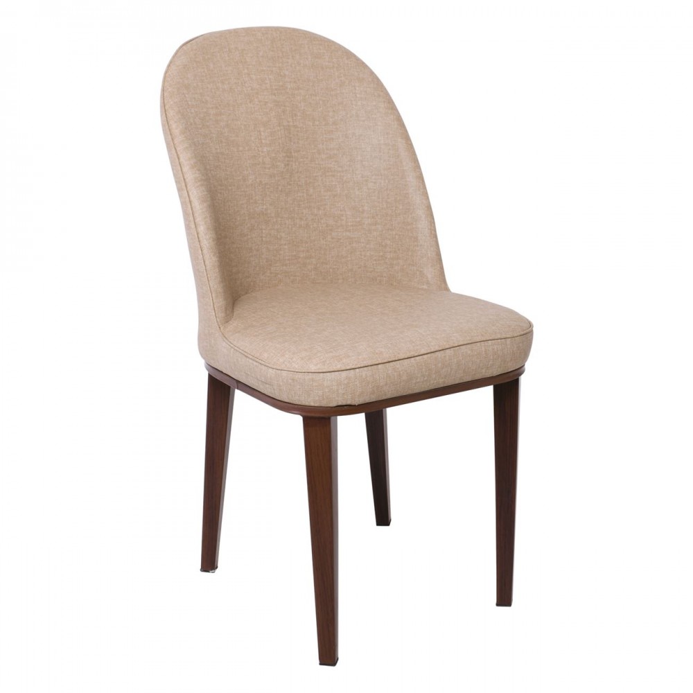 Tex Καρέκλα Μεταλλική Καρυδί/linen Pu Μπεζ (Σετ 4τμχ)