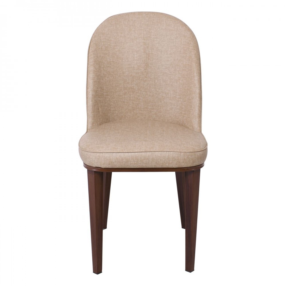 Tex Καρέκλα Μεταλλική Καρυδί/linen Pu Μπεζ (Σετ 4τμχ)