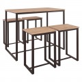 Henry Set Bar (Τραπ.100X60Cm+4 Σκ.) Μετ.σκ.καφέ/sonoma